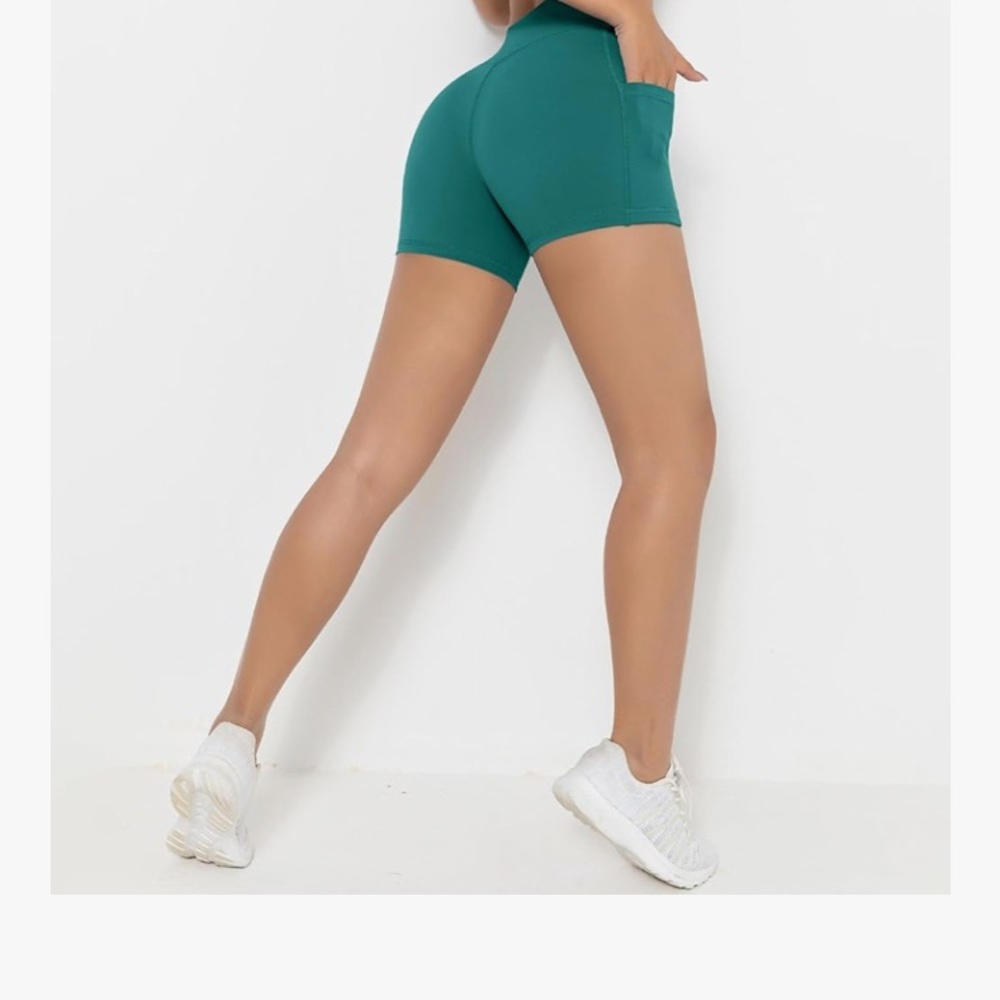 Women's Teal High-Waisted Shorts